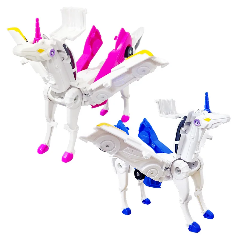 2 in 1 Transformation Car One Step Model Deformed Unicorn Model Cartoon Action Figure Vehicle Transforming Toy Boy Kid Gift