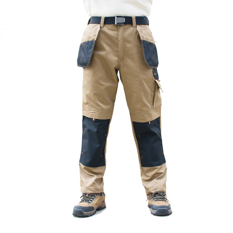 Men\'s Multi-Pocket Cargo Pants Outdoor Safari Style Straight Working Pants with Multi-Pockets Wear-Resistant Work Pants