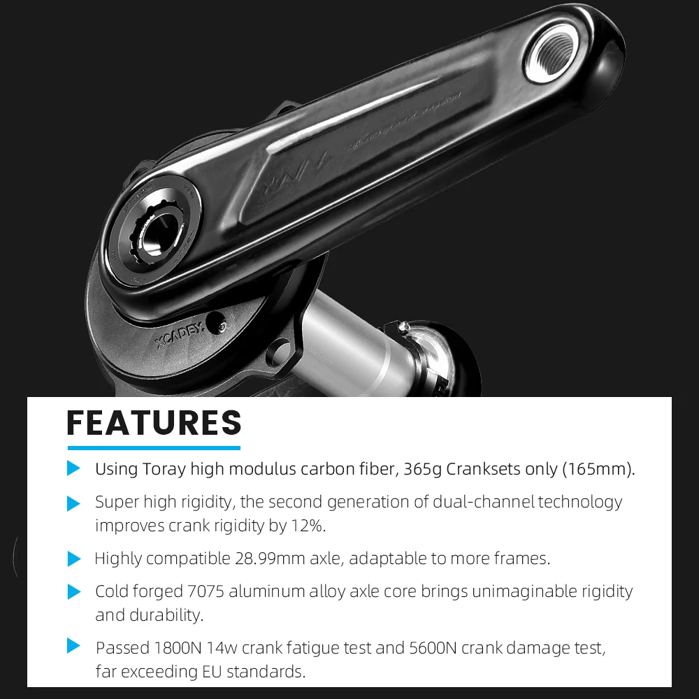 2024 ليكسون XCADEY قوة متر قاعدة الطريق الكربون كرانسيت 29 مللي متر المغزل 162/165/167.5/170/172.5/175 مللي متر خفيفة سلسلة 52-36T