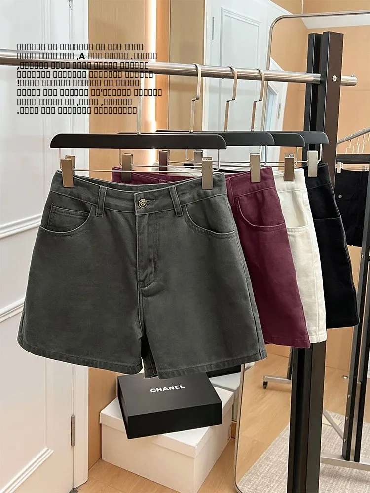 

Джинсовые шорты MeiYang из состаренного хлопка с высокой талией, повседневные, прямого кроя, летние, с эффектом потертости