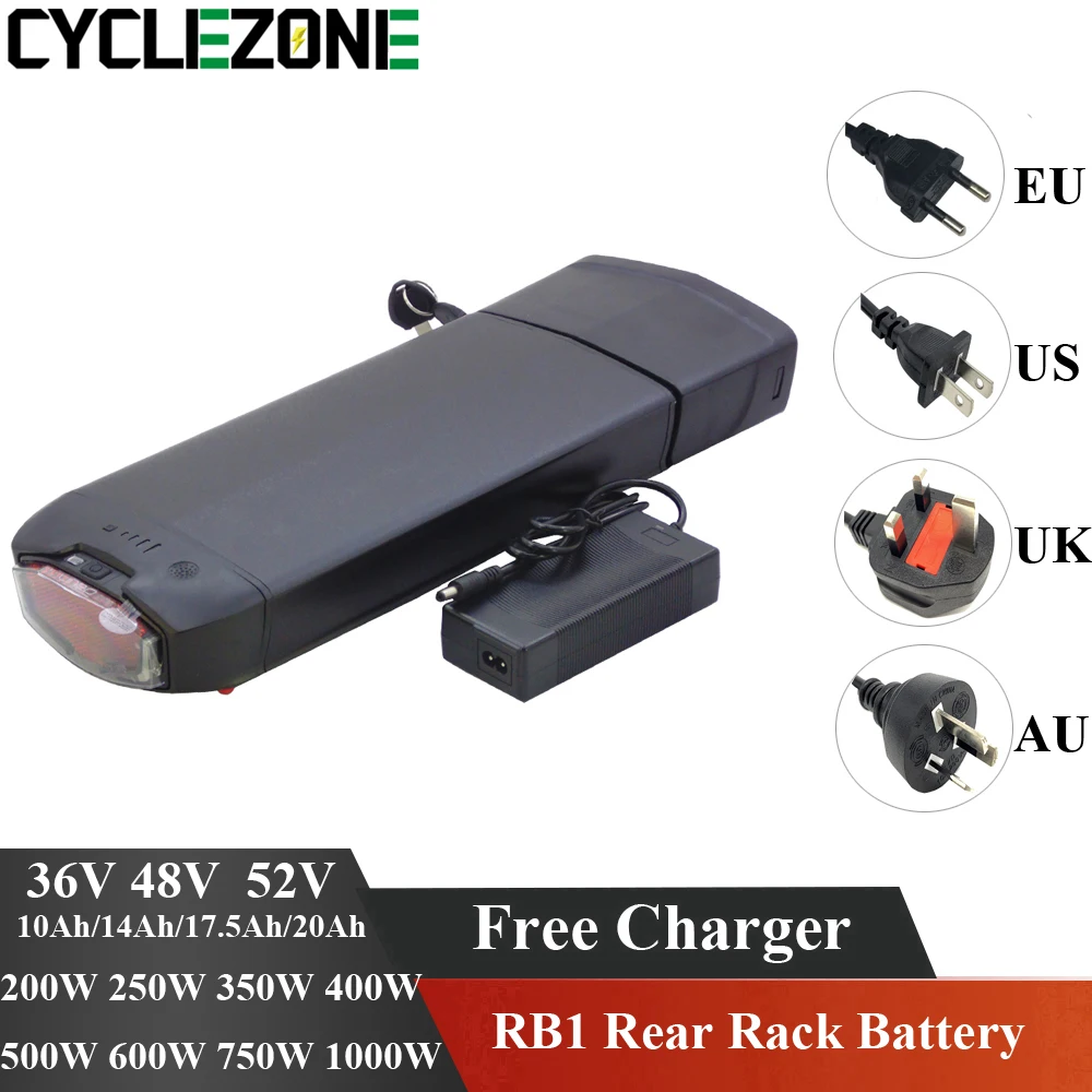 36V 13Ah 350W Ecomotion Electric City Bike Battery 48V 10Ah 14Ah 500W E-Lux Electric Cruiser Bicycle Luggage Carrier Battery