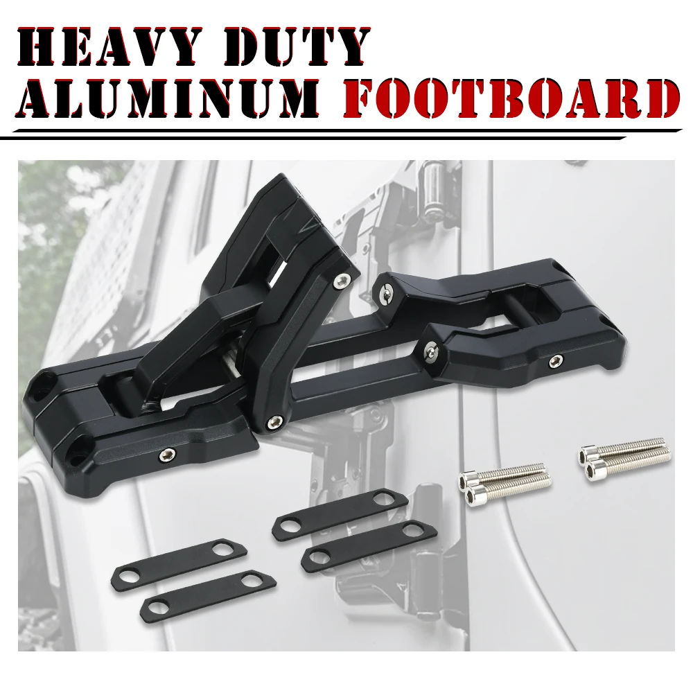 Door Hinge Step Heavy Duty Aluminum Footboard Foldable Car Folding Stepping Ladder for Jeep Wrangler JK JKU JL JLU 2007-2021