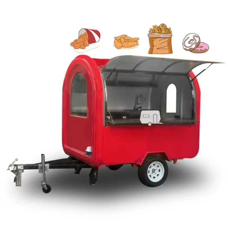 Germany BBQ  Round Food Trailer - Hamburger Chips Concession Truck with Extension for Small Business