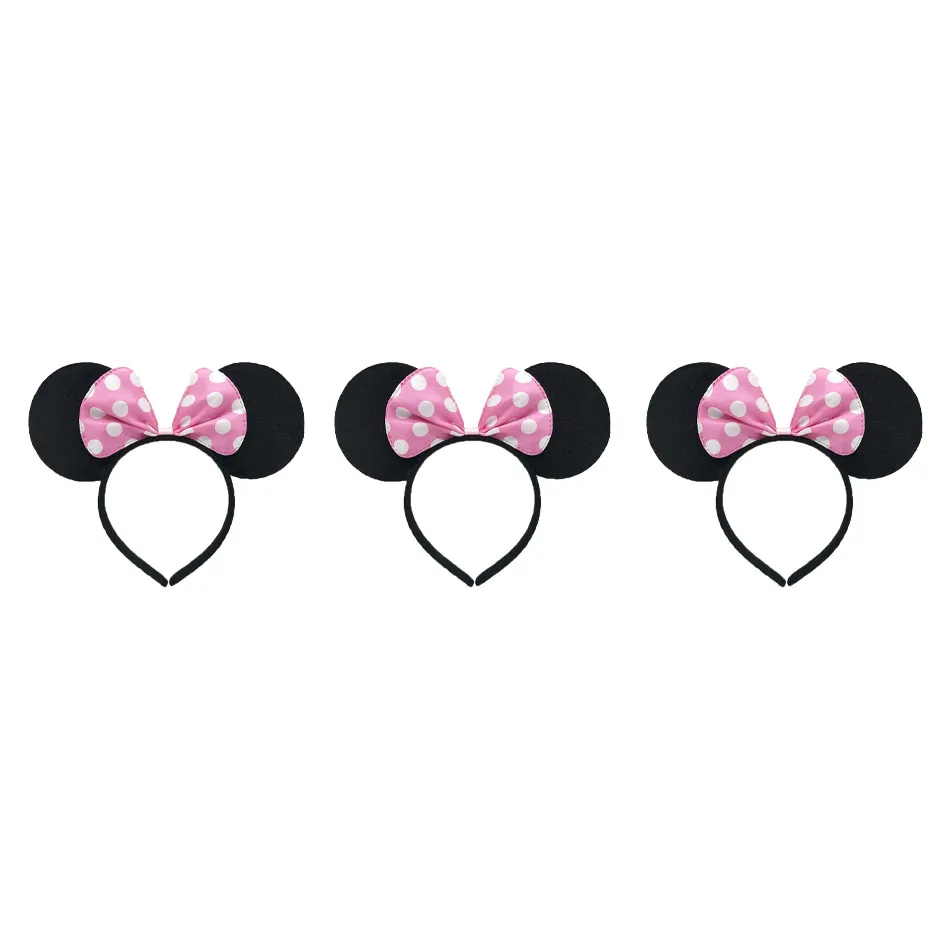 3/6/12pcs/lot Girls Mouse Ears Solid Bow Ears Headband for Birthday Party Supplies and Mouse Themed Costume Cosplay Decoration image 3