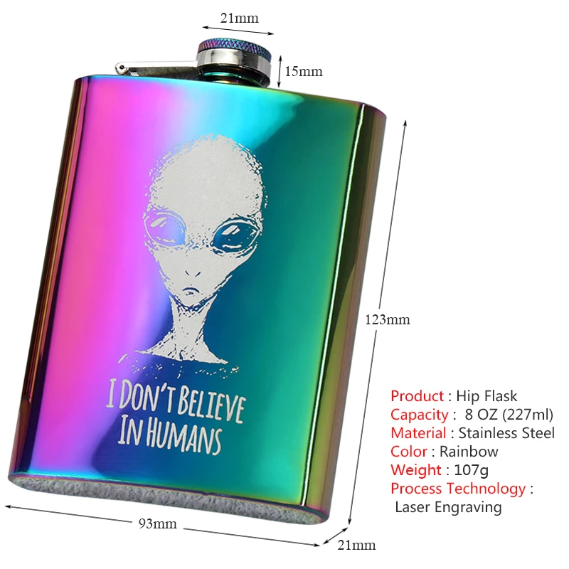 8 OZ 227ml Portable Screw Cap Stainless Steel Hip Flask Free Funnel Custom LOGO Laser Engraving Liquor Whiskey Bottle Groom Gift