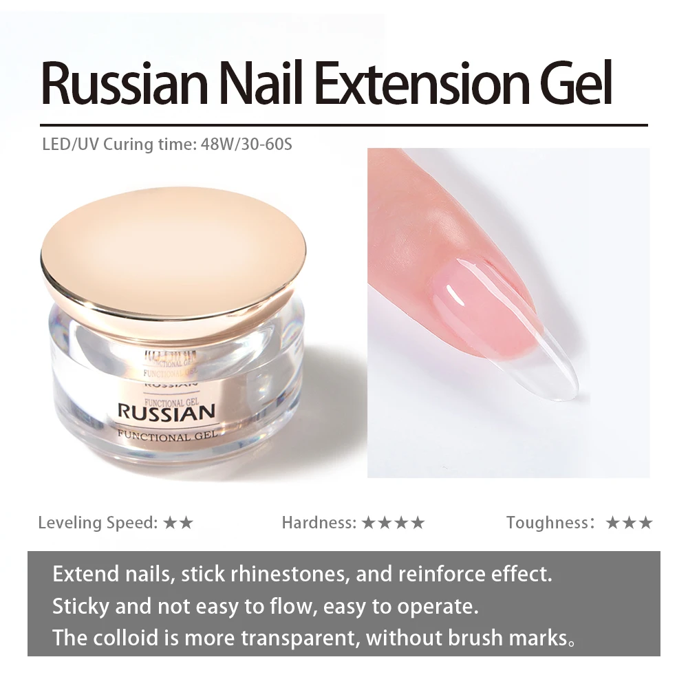 Vendeeni 15ml UV Russian Leveling Functional Gel Nail Polish Base Coat Non-Stick Powder Matte Top Solid Nail Tip Gel Builder Gel