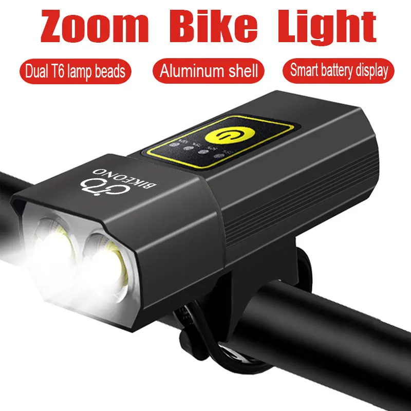 LED MTB Bicycle Light T6 1200mAh USB Bike Light Adjustable Zoom Bike Front Headlight Cycling Lamp Flashlight Lantern Accessories