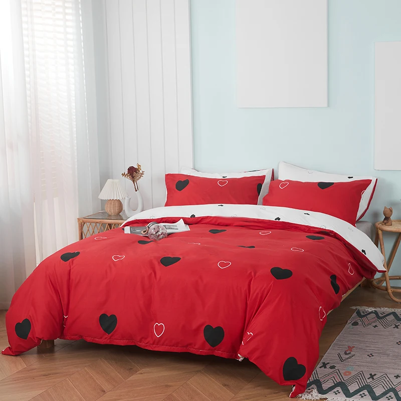 

Home Living Luxury 3D Hearts Print 2/3Pcs Soft Duvet Cover Pillowcase Kids Adults Bedding Sets Queen King Size Quilt Cover