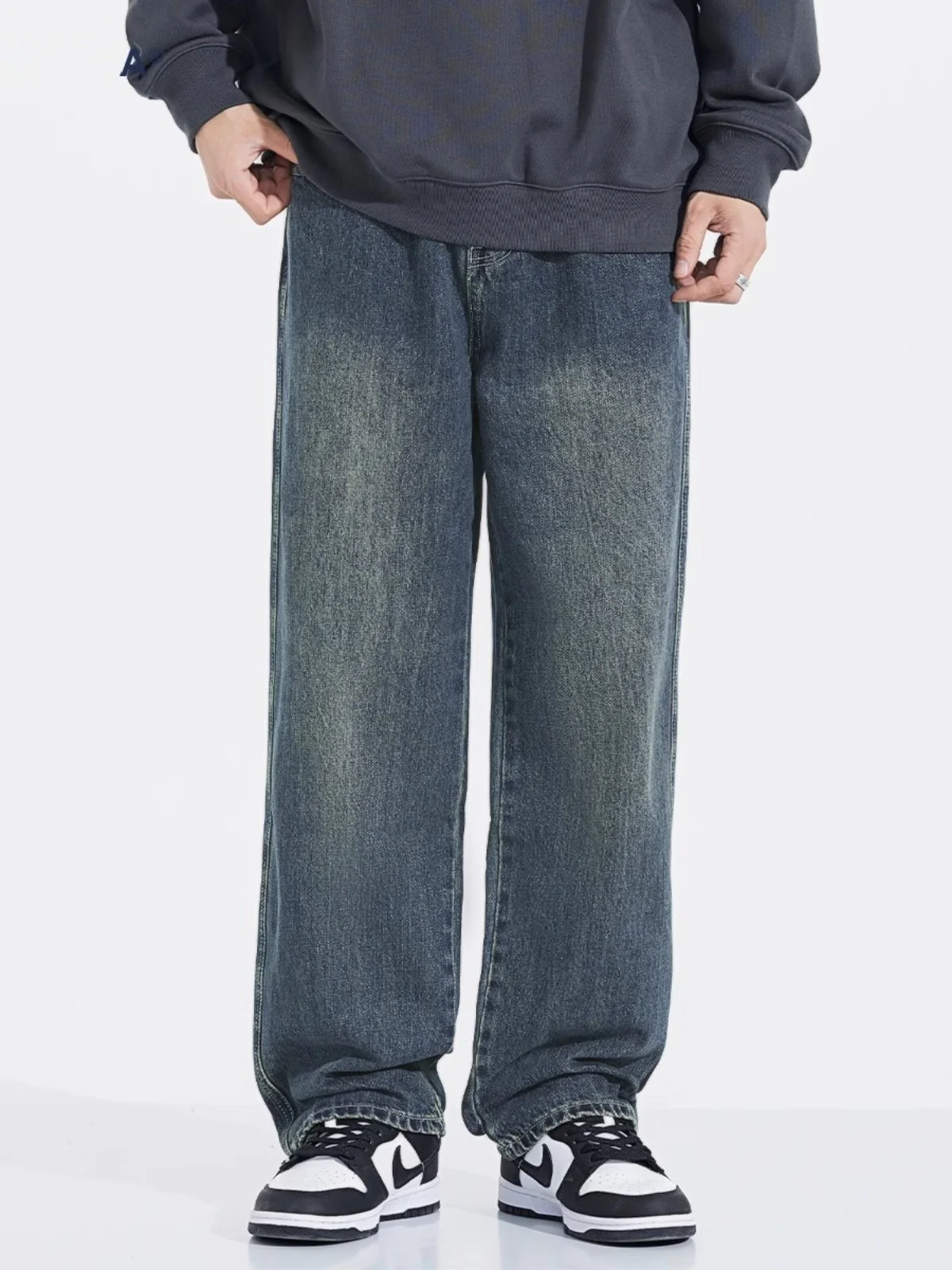 

Мужские джинсы в стиле ретро, широкие, свободные, прямые, в американском стиле, повседневные, длинные брюки для осени и зимы, хлопок/полиэстер...