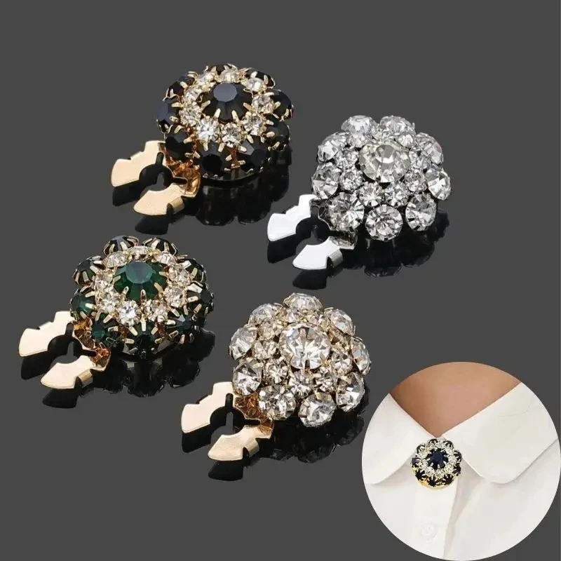 3pcs/set Rhinestone Buttons Cufflinks Button Covers Fashion Clothing Decoration Cute Crystal Sleeve Button Clip Women Cuff Links