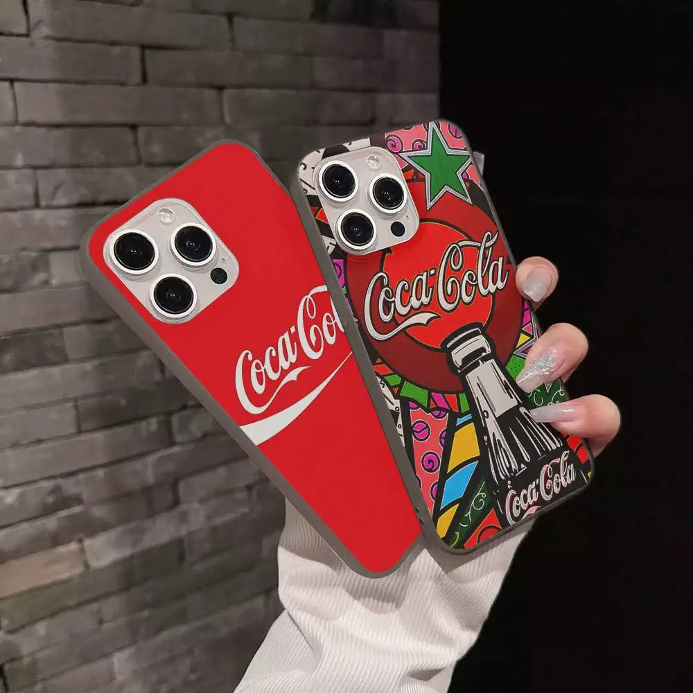 Funda para Teléfono C-Coca-Cola con Diseño de Ondas y Rayas para iPhone 17, 16, 15 Plus, Pro Max, 12, 14 Plus, 11, 13