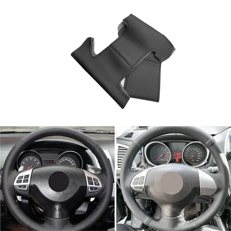 Car Steering Wheel Black Leather Cover For Mitsubishi Lancer X 2007-2015 Outlander 2006-2013 ASX 2010-13 Pajero Sport 2008-2016