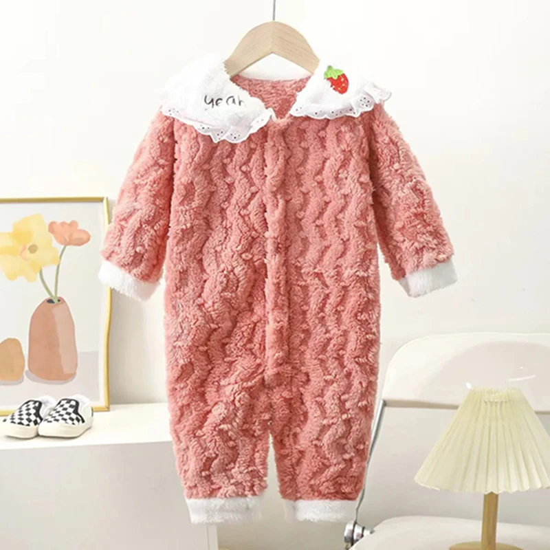 

Newborn Baby Cartoon Rompers Onesies Autumn Winter Infant Sleepwear Robe Baby Fannel One Piece Jumpsuits Warm Outfits for Babies