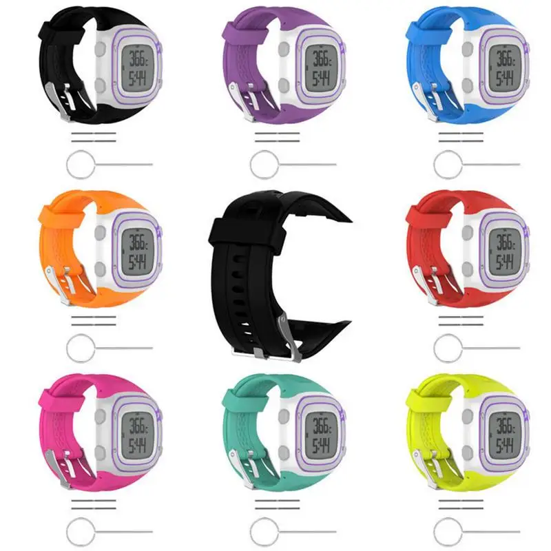 For Garmin Forerunner 10 15 GPS Running 8 Colors Wristband Band Strap Silicone Replacement Smart Watch Accessories 2 Pins 1 Tool