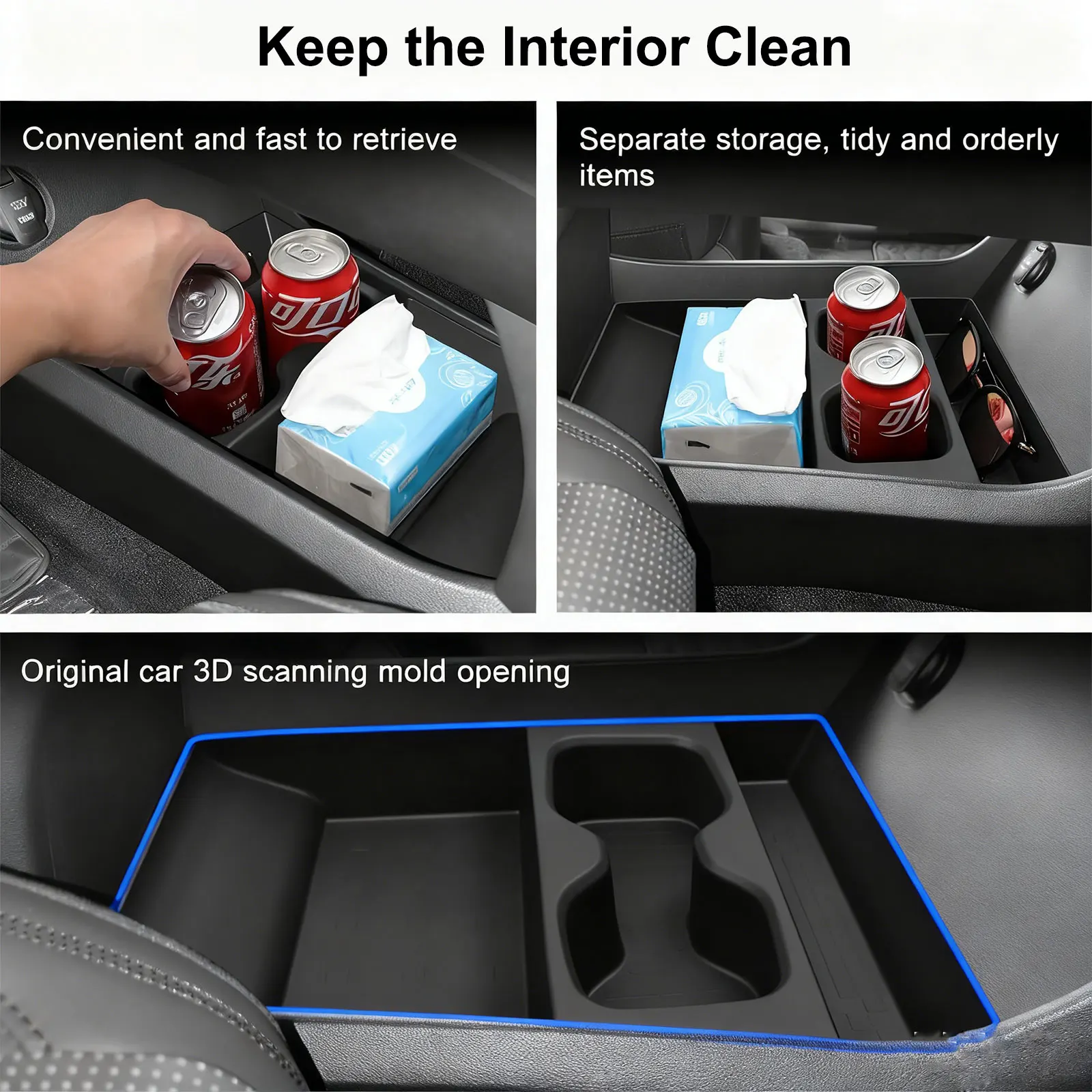 

For Hyundai Santa Fe TPE Centre Console Lower Storage Box Car Interior Accessories Car Cup Holder For Santa Fe 2024 2025