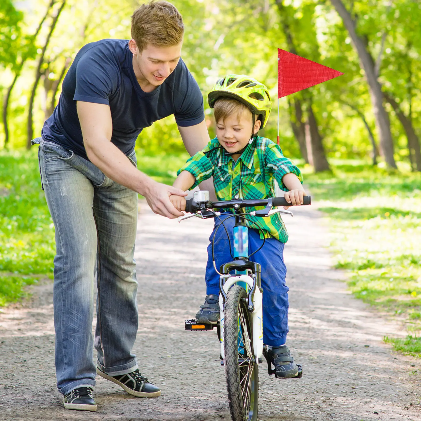 

2Sets Rear Bike Flag Sturdy Kids Safety Cycling Flag Wear-Resistant Bicycle Pole for Safe Riding Bike Flags Bicycle Stem