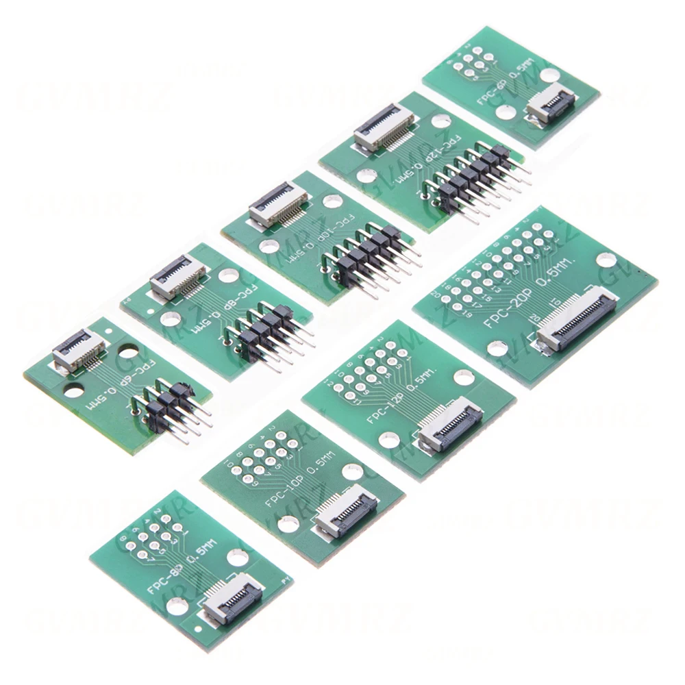 0.5mm 1.0mm 8P 10P 12P 20P 24P pitch Connector SMT Adapter to 2.54mm hole FPC FFC Cable Welded board With Pin/ Empty Board 6P