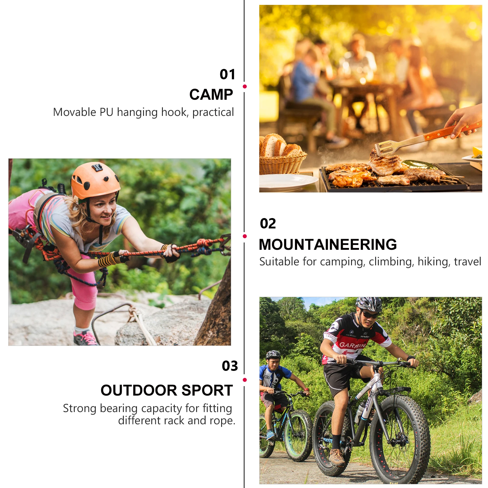 

4 Pcs PU Hanging Hooks Lightweight Compact for Camping Climbing Hiking Travel Durable Shelf Hook Outdoor