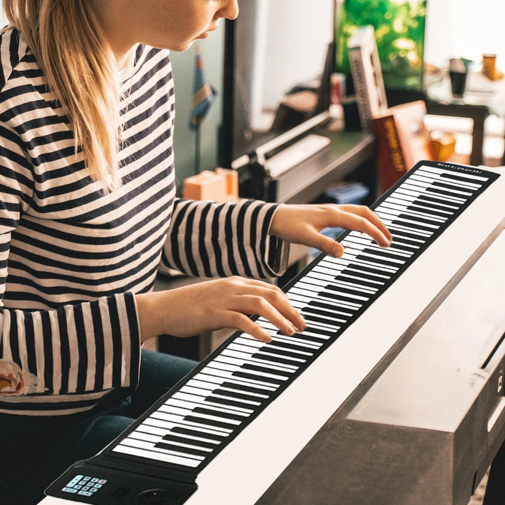 88-Tasten faltbares Silikon-Elektroklavier, tragbares Roll-Up-Klavier mit Kopfhöreranschluss, für Übungen zu Hause für Kinder, Erwachsene, Anfänger