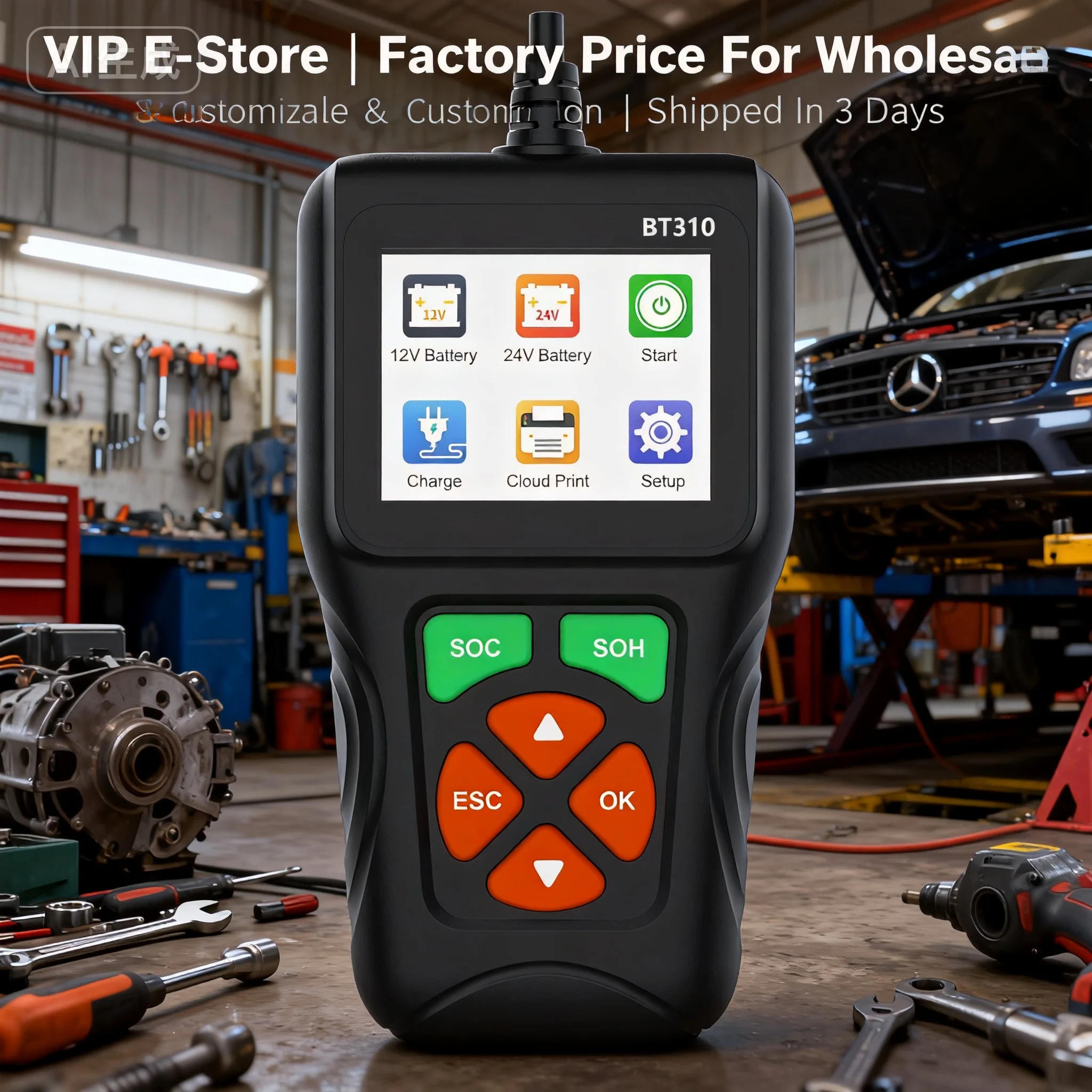 

﻿ Тестер автомобильного аккумулятора BT310 12 В 24 В, инструмент для тестирования мотоциклов и грузовиков для свинцово-кислотных аккумуляторов AGM GEL EFP, тестер зарядки SOH