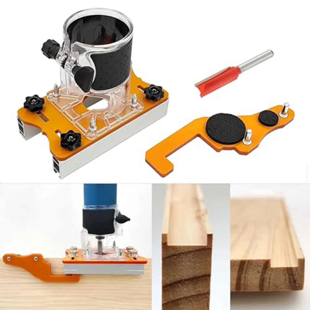 65mm Trimming Machine Punch Locator Kit Aluminum Slotted Bracket With Scale For Woodworking Router Template Guide Tool Accessori