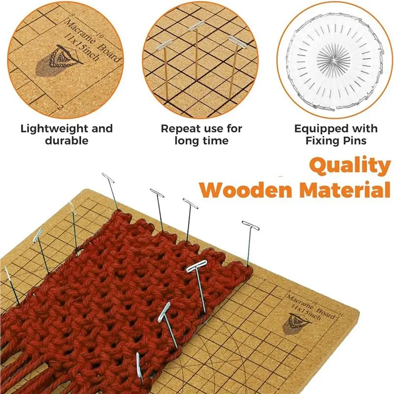 لوح SDFC-Macrame وحامل معدني قابل للتعديل، لوحة مشروع Macrame مزدوجة الجانب مقاس 12 × 16 بوصة مع دبابيس، لشعر مستعار سوار الحبال #2