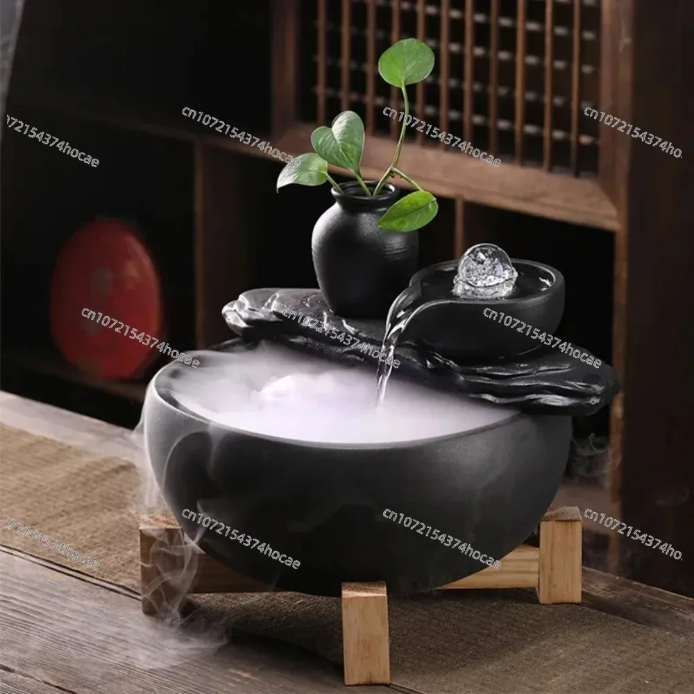Desktop Ceramic Water Fountain Home Living Room Office Relaxing Decoration And Ornament