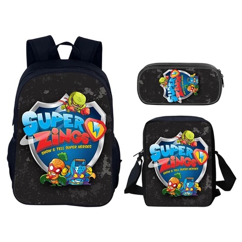 Imagen 2 del producto Super Zings-Juego de mochila de 3 uds., 40cm/15,7 pulgadas, mochilas escolares duraderas, bolso de hombro, estuche para lápices, bolsas para libros de ordenador, cumpleaños para niños