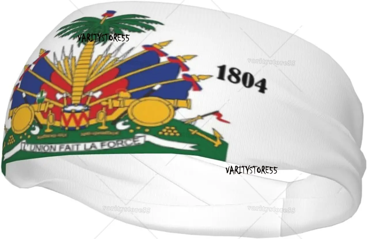 Cute Haiti Flag Sweatbands Sports Headband for Men Women Haitian Athletic Sweatband for Running Gym  Working Out
