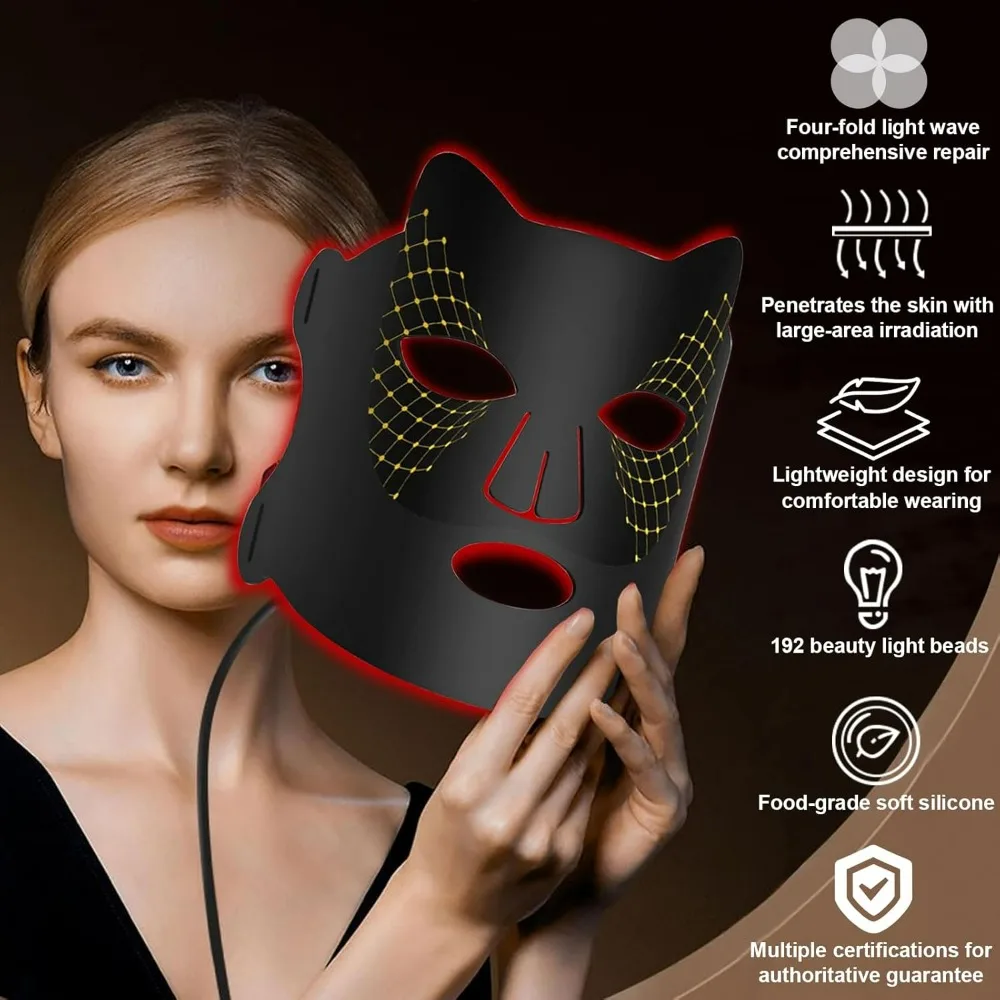 Rood Licht Therapie Masker, Puur Infrarood 850 Rood Licht Masker Lichttherapie, Gezichts Led Masker Huidverzorging Thuis En Reizen