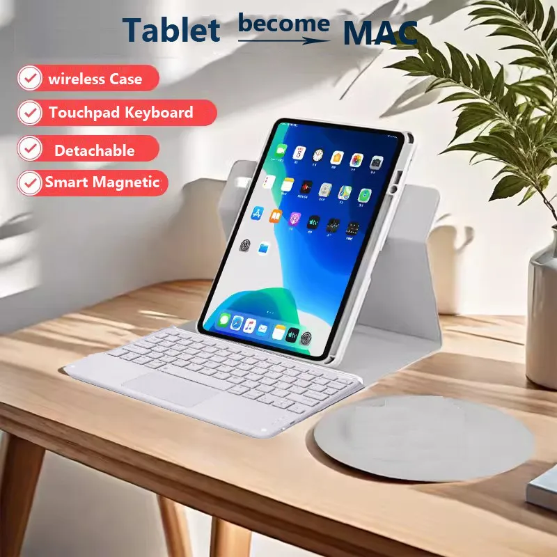 

Чехол для RedMi Pad 2 Pro 2025 12,1 дюйма для Xiaomi Poco Pad M1 7SPro 12,5 дюйма 6S Pro 360 ° Вращающийся футляр для клавиатуры с отделением для карандашей