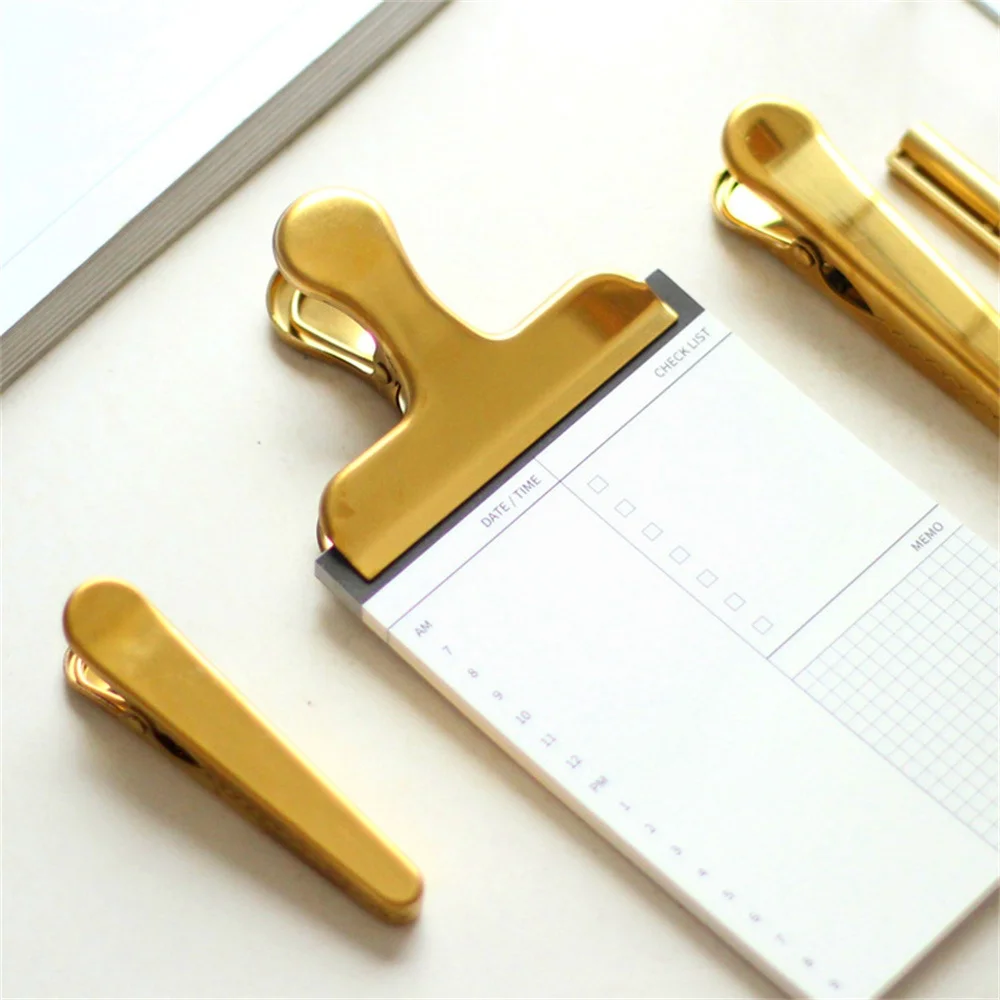 Gold Storage Folder No Rust Paper Folder Folder Learning Tools Stainless Steel Bill Folder No Fading Clip Home Storage