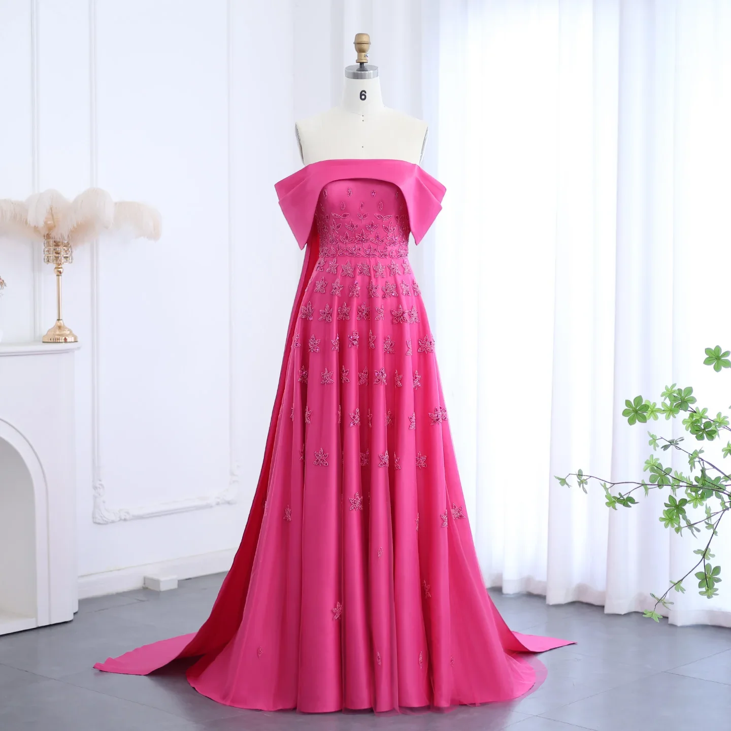 Luxury Yellow Satin Dubai Evening Dress with Cape Off Shoulder for Arabic Women Princess Wedding Party Gowns Customized Popular
