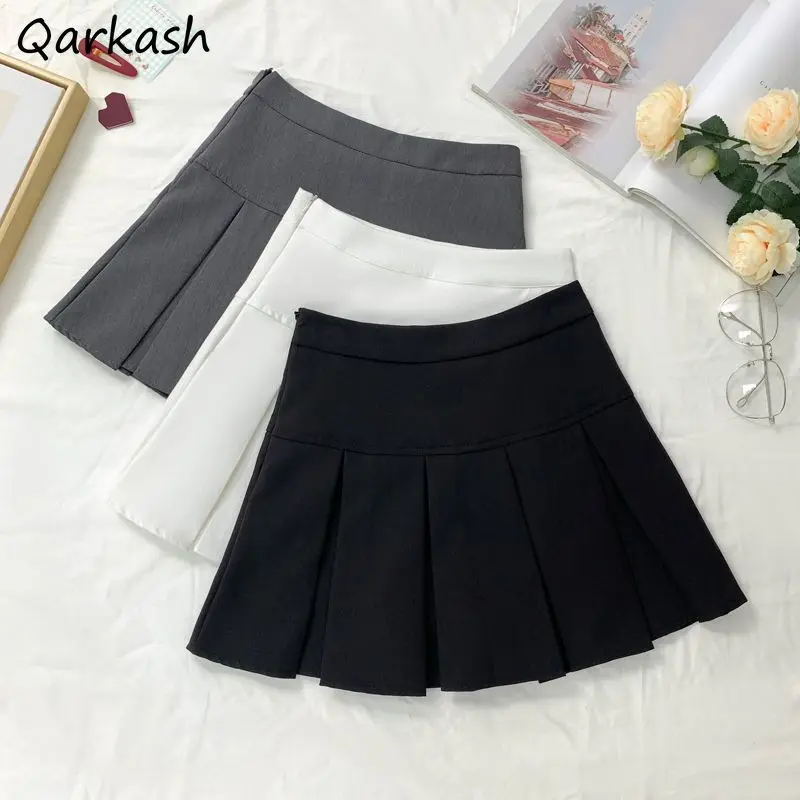 

Pleated Mini Skirts Women Summer Folds Tender High Waist Simple Preppy Style Classic Fashion Girls Ulzzang Solid Faldas Mujer