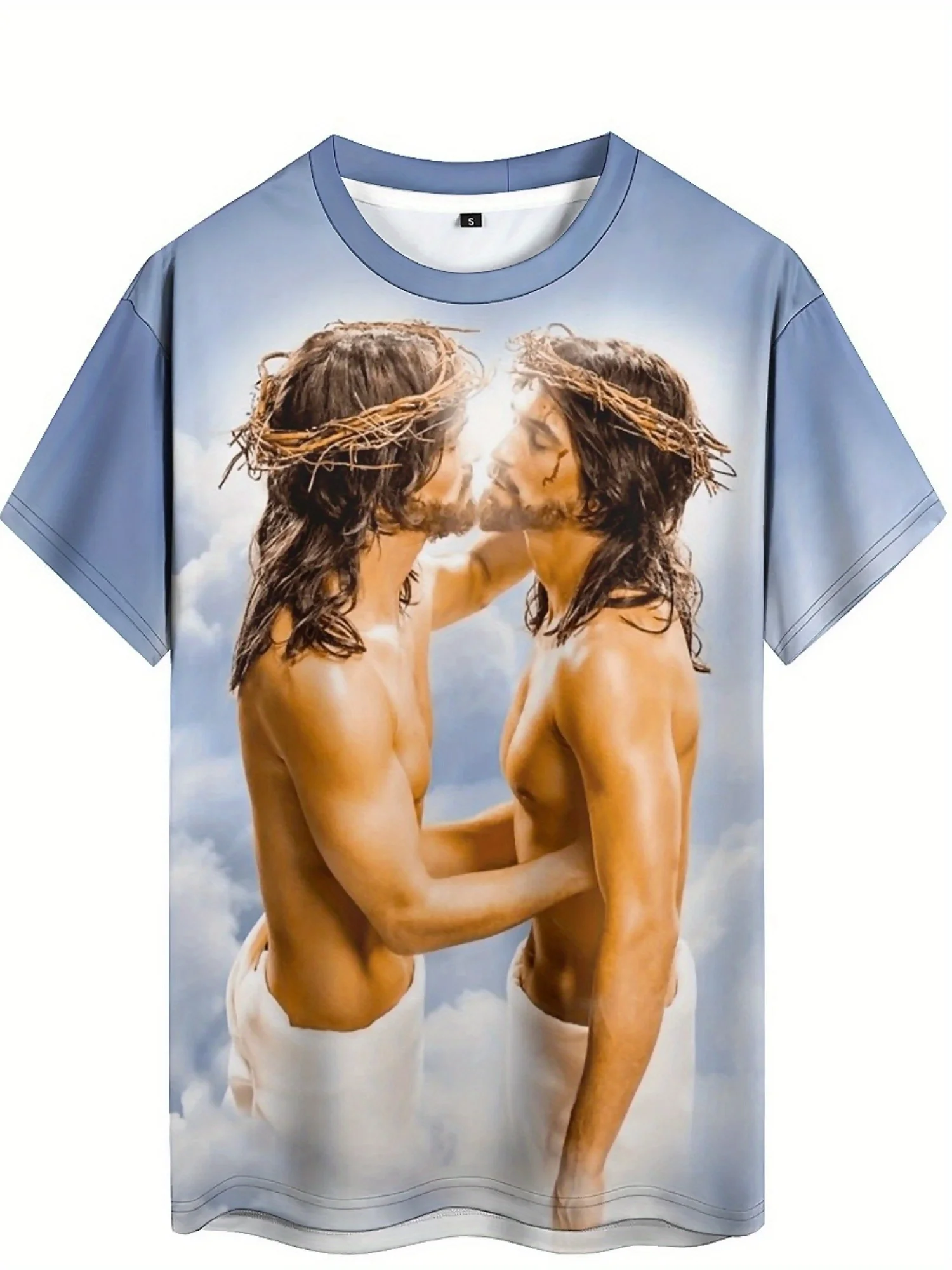 Camiseta masculina plus size hip-hop Jesus – estampa digital 3D legal, manga curta, poliéster, casual e de festa