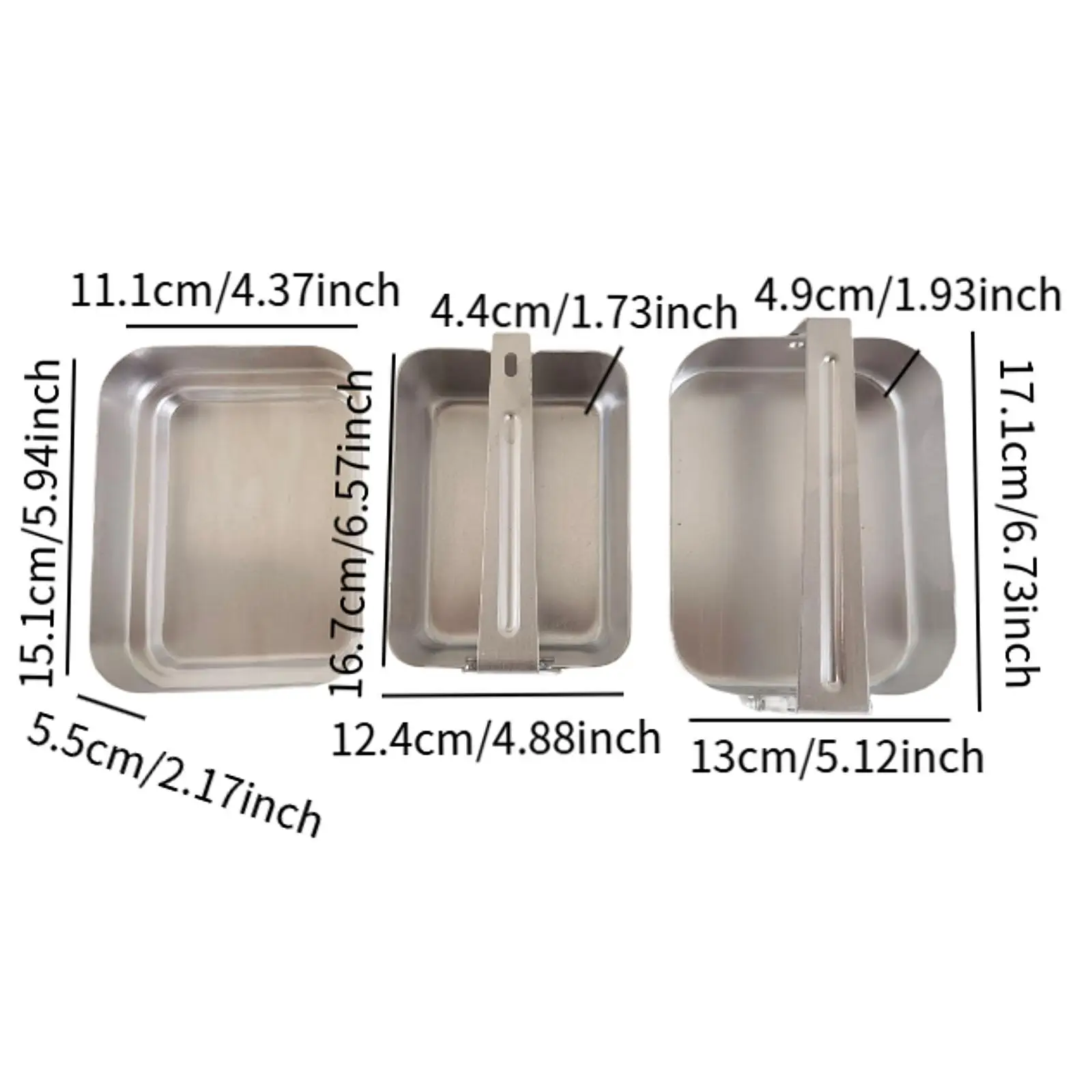 Leakproof Aluminum Lunch Box Set with Foldable Handle Camping Mess Kit Bento Rectangle Food Storage for Outdoor