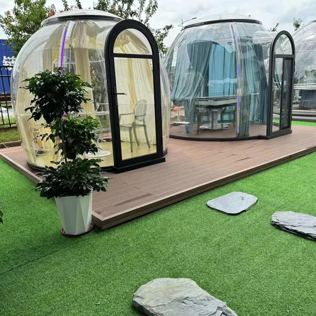 PC Dome Bubble Tent, Transparent Star Room with Detachable Curtains, Waterproof Outdoor Display Shelter for Hotel Garden Family