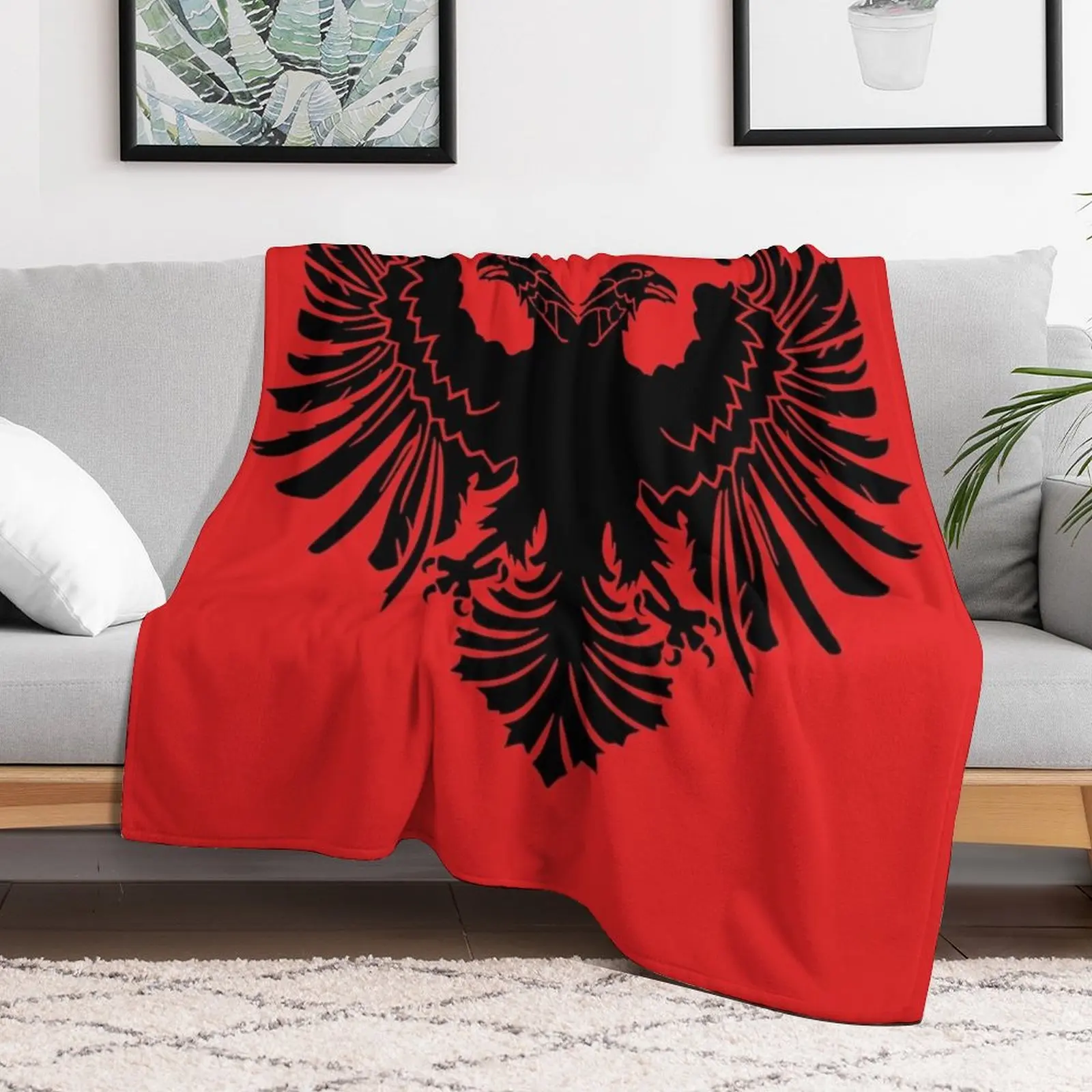 Albanian Flag Throw Blanket Travel Size Cozy Blanket for Plane Train