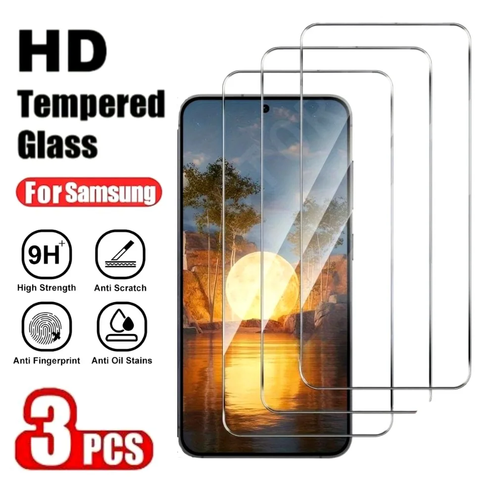 

3Pcs HD Clear Tempered Glass for Samsung Galaxy S25 Edge S24 S23 S25 Ultra S22 S21 S20 Plus S24 S21 FE Premium Screen Protector