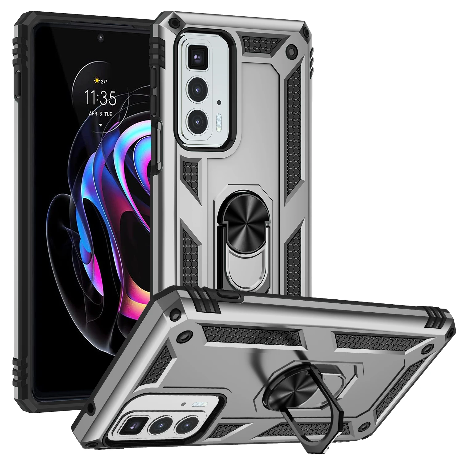 for Motorola Edge 20 Pro Shockproof Case for Moto Edge20 Pro Armor Rugged Military Protection Magnet Holder Ring Case Cover