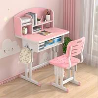 2Pcs/Set Kids Study Desk and Chair Set Height Adjustable Super Load-bearing Spacious Study Table Chair with School Bag Hook