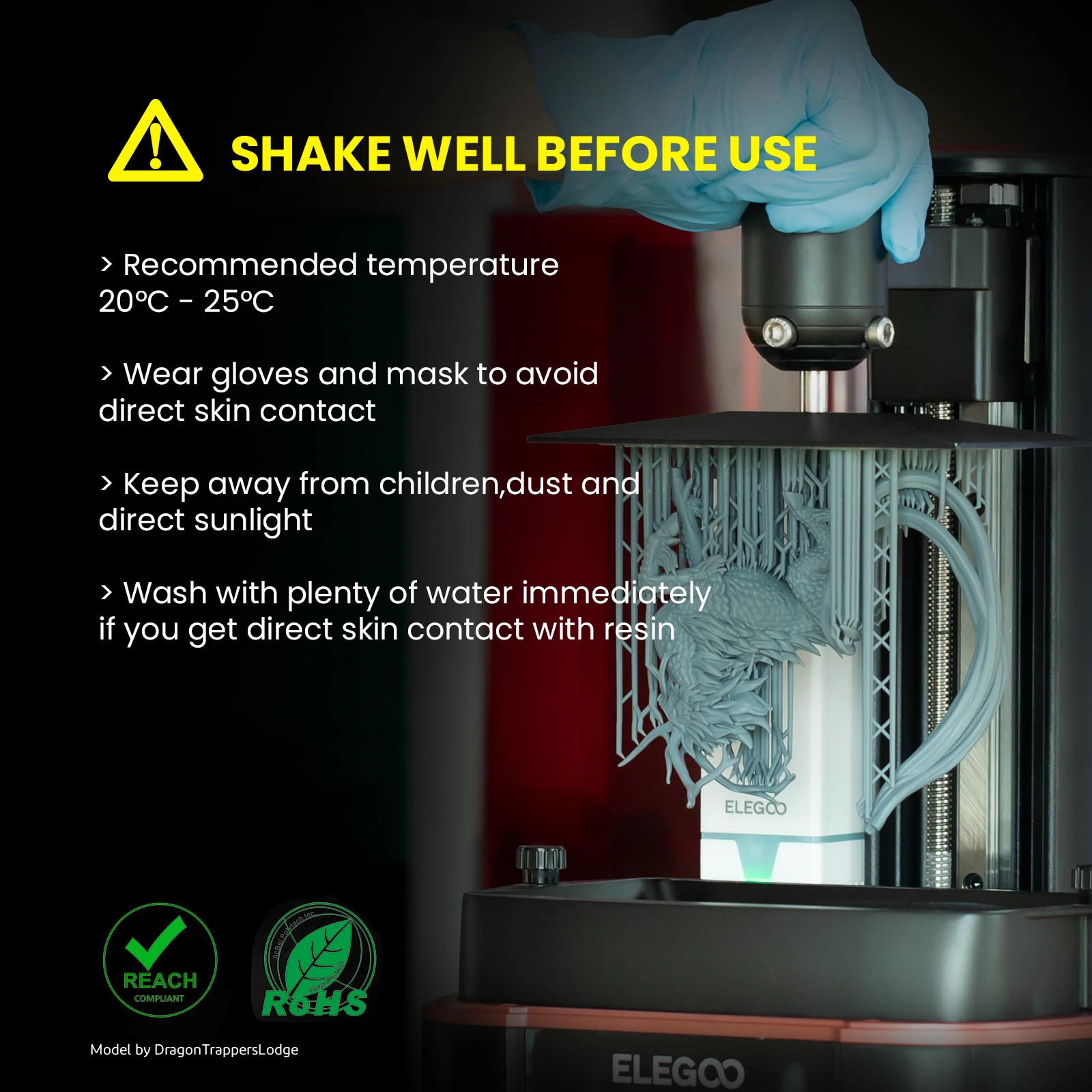 ELEGOO ABS-Like 3D Printer Resin LCD UV-Curing Resin 405nm ABS-Like Standard Photopolymer Resin for LCD 3D Printing 1000g