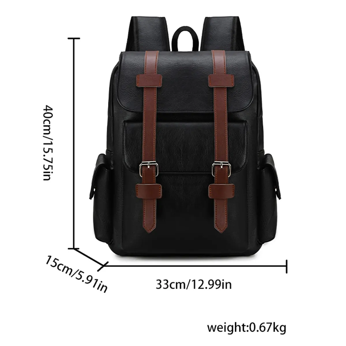 Retro PU British Workwear Style Student Backpack Large Capacity Business Computer Backpack Couple School Bags Campus Travel Bag