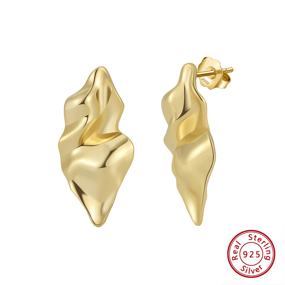 

Серьги-гвоздики KISS MANDY Simple Leaves из цельного серебра 925 пробы, нестандартной формы, модные украшения для вечеринок, GAE04