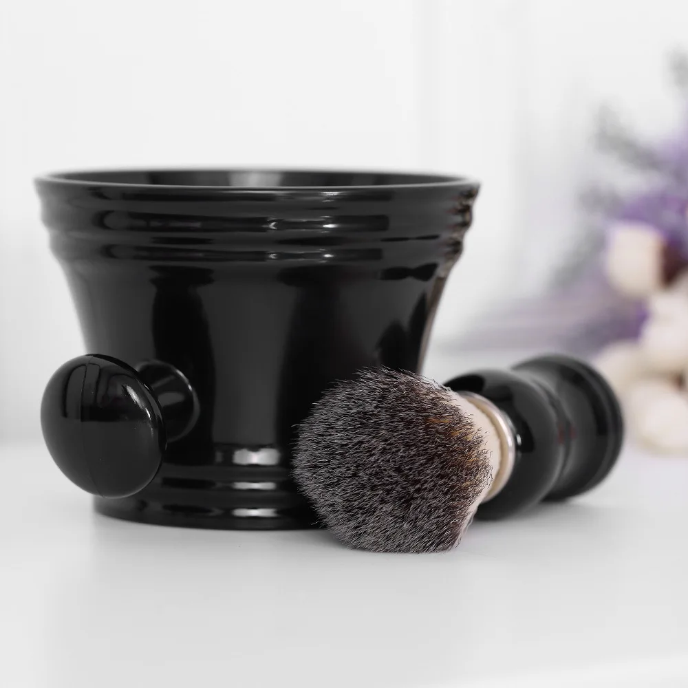 Barber Male Shaving Brush Soap Bowl Set Plastic Foam Cup + Bristle Brush Professional Men Mustache Cleaning Tool