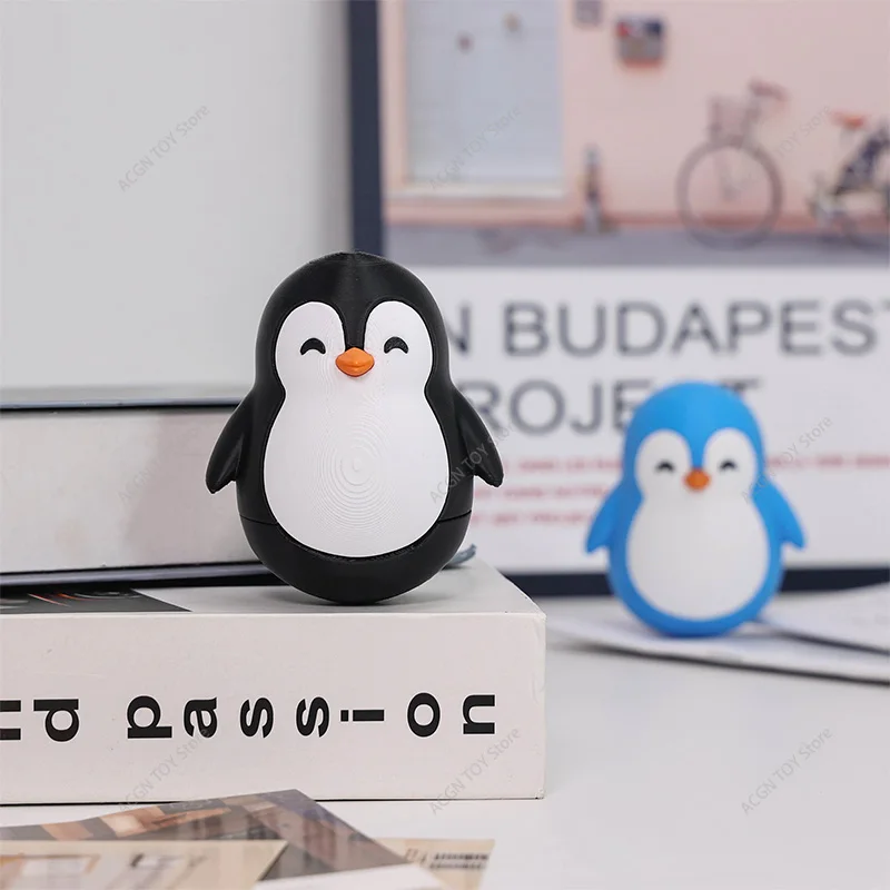 3D Printed Wobbly Penguin Cute Desk Ornament Sculpture Home Desk Decor Gift