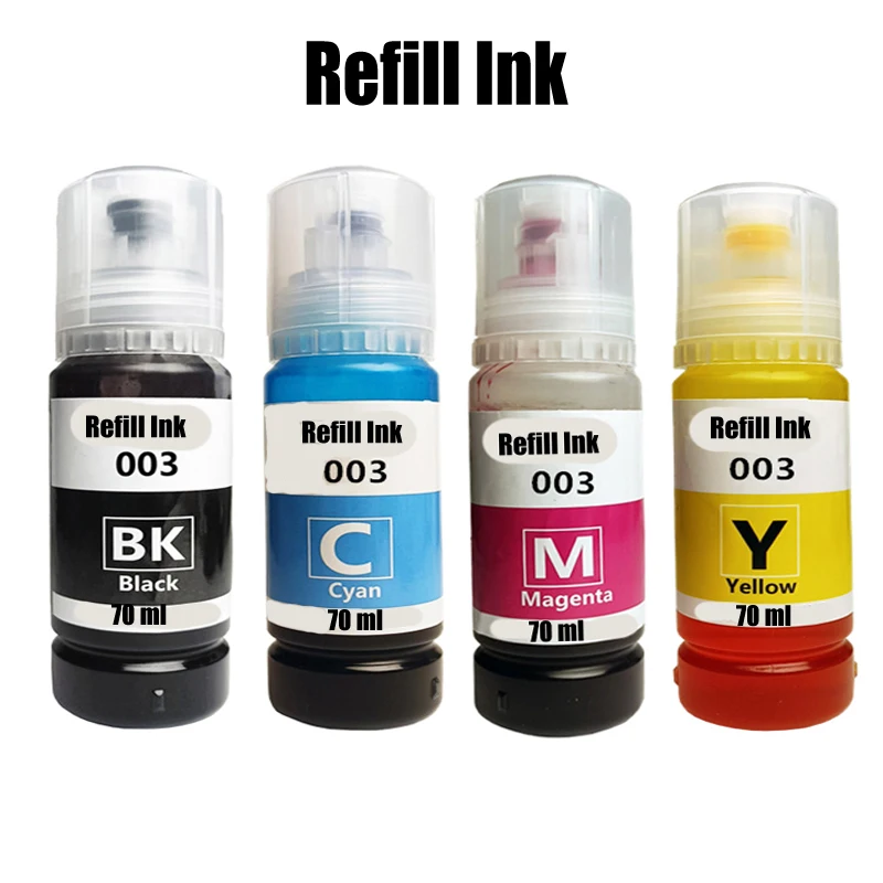 Dye ink 003 Refill ink kit for Epson L1110 L1210 L1216 L1250 L1256 L3100 L3101 L3106 L3110 L3210 L3150 L3250 L5190