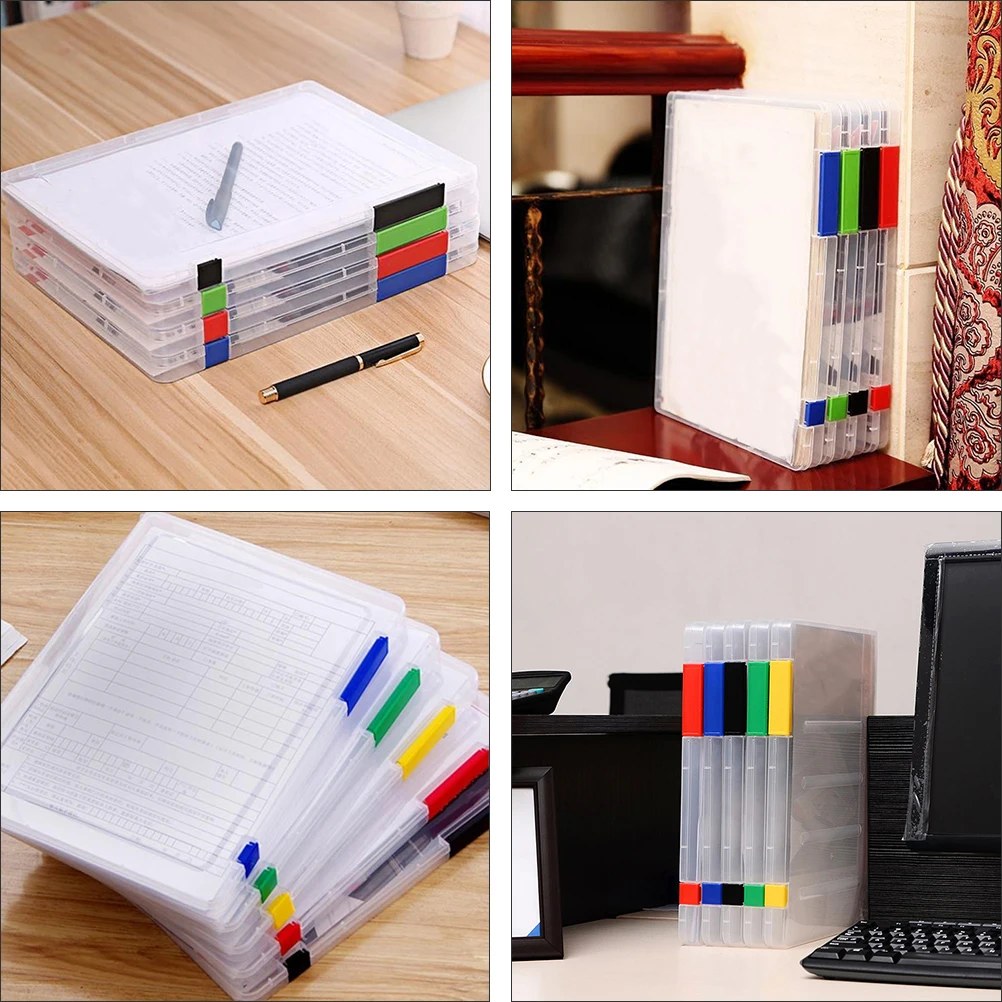 

4 Pcs Document Folder Storage Box File Boxes Office Supplies Clear Holder Organizer