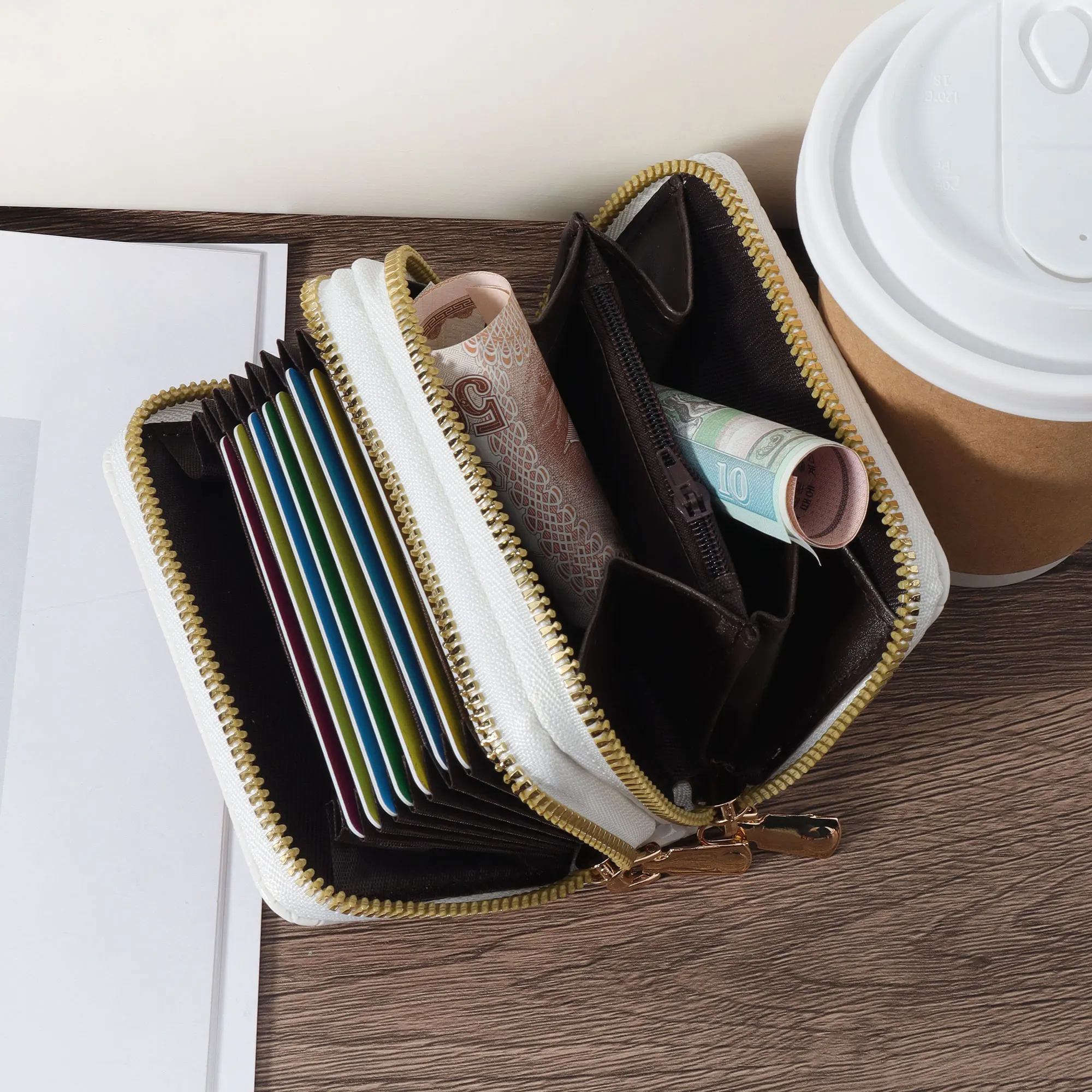 Women's Minimalist Short Wallet Zipper Around Casual Clutch Purse, Versatile Card Bag