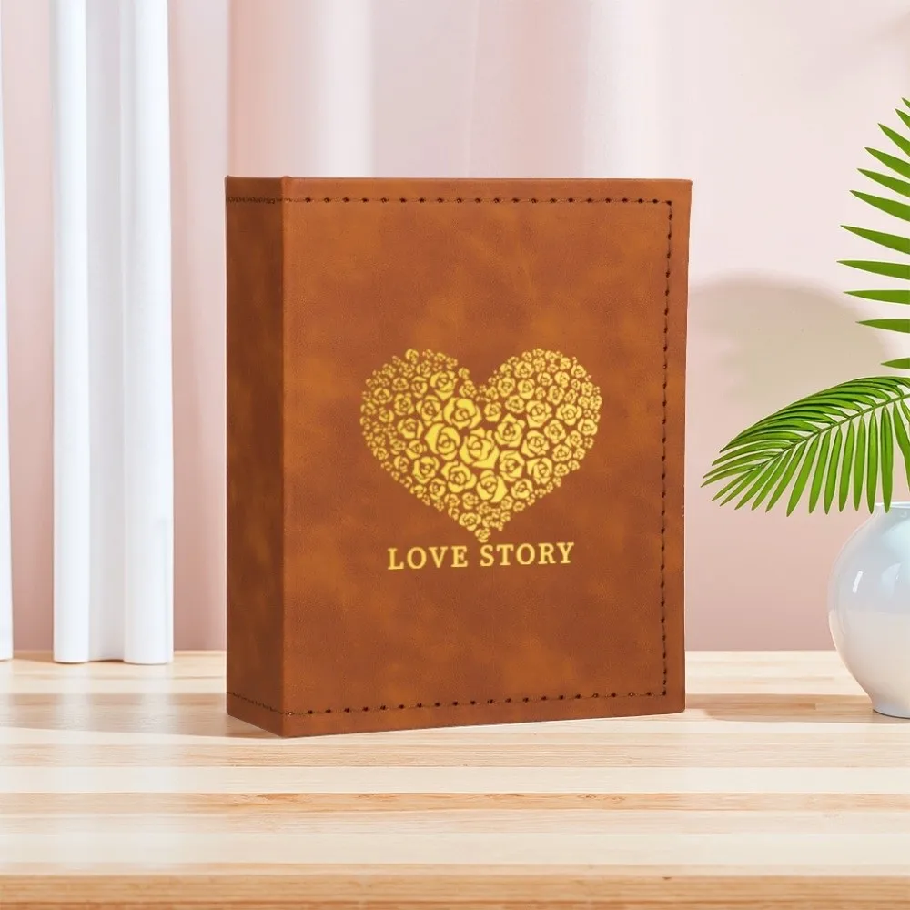6 Inch 100 Pockets Photo Album Gold Stamped Leather Surface Photo Storage Album Insert Pocket Design Laminated Compatible